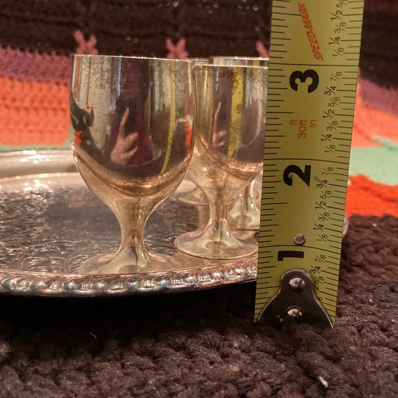 Vintage Silverplated Cordial Set - 1 Tray, Four Mini Goblets - Picture 15 of 16